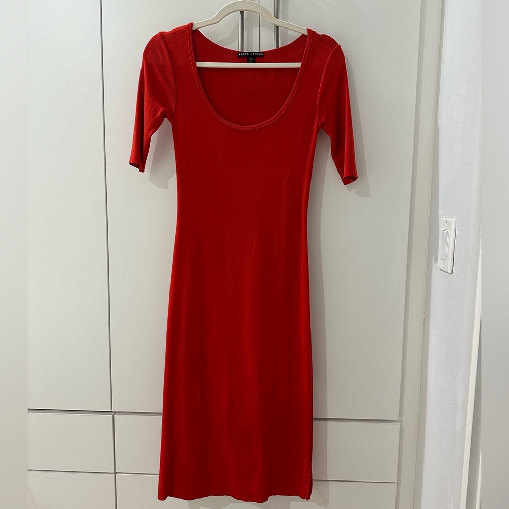 Ralph Lauren Vibrant Red 3/4 Long Sleeve Dress